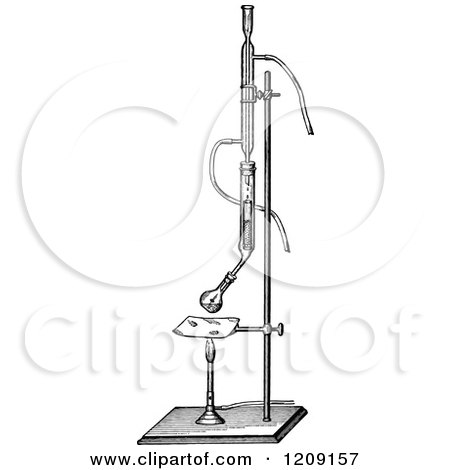 Clipart of a Vintage Black and White Johnson Fat Extractor Apparatus - Royalty Free Vector Illustration by Prawny Vintage