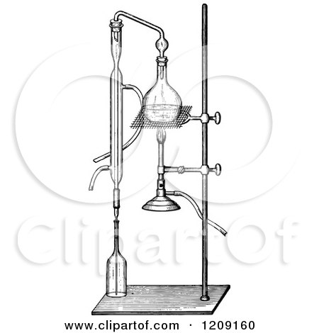 Clipart of a Vintage Black and White Alcohol Distillation Apparatus - Royalty Free Vector Illustration by Prawny Vintage