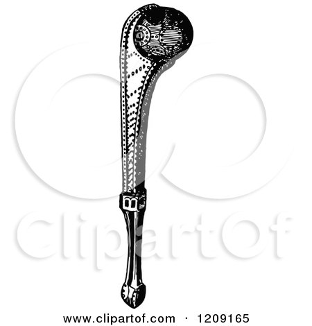 Clipart of a Vintage Black and White Indian War Club - Royalty Free Vector Illustration by Prawny Vintage