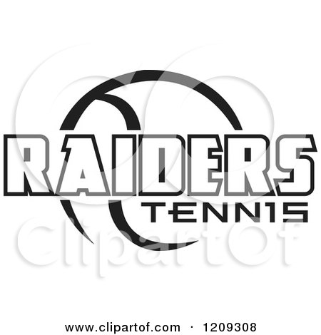 Clipart of a Black and White Ball and RAIDERS TENNIS Team Text - Royalty Free Vector Illustration by Johnny Sajem