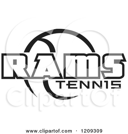 Clipart of a Black and White Ball and RAMS TENNIS Team Text - Royalty Free Vector Illustration by Johnny Sajem