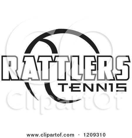 Clipart of a Black and White Ball and RATTLERS TENNIS Team Text - Royalty Free Vector Illustration by Johnny Sajem