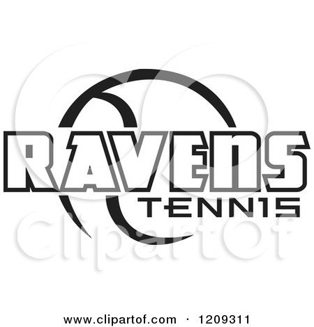 Clipart of a Black and White Ball and RAVENS TENNIS Team Text - Royalty Free Vector Illustration by Johnny Sajem