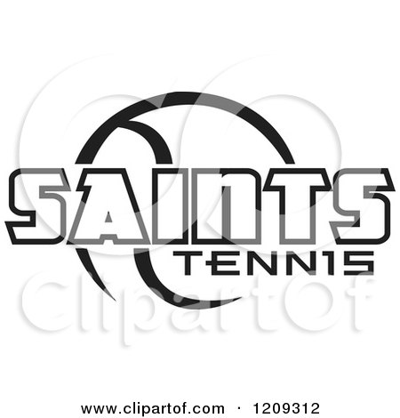 Clipart of a Black and White Ball and SAINTS TENNIS Team Text - Royalty Free Vector Illustration by Johnny Sajem