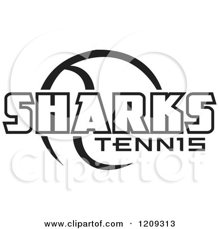 Clipart of a Black and White Ball and SHARKS TENNIS Team Text - Royalty Free Vector Illustration by Johnny Sajem