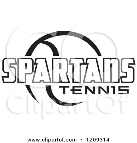 Clipart of a Black and White Ball and SPARTANS TENNIS Team Text - Royalty Free Vector Illustration by Johnny Sajem