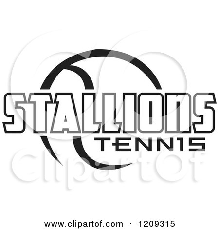 Clipart of a Black and White Ball and STALLIONS TENNIS Team Text - Royalty Free Vector Illustration by Johnny Sajem