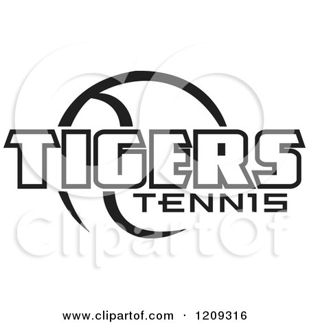 Clipart of a Black and White Ball and TIGERS TENNIS Team Text - Royalty Free Vector Illustration by Johnny Sajem