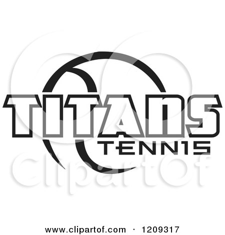 Clipart of a Black and White Ball and TITANS TENNIS Team Text - Royalty Free Vector Illustration by Johnny Sajem