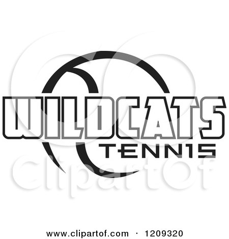 Clipart of a Black and White Ball and WILDCATS TENNIS Team Text - Royalty Free Vector Illustration by Johnny Sajem