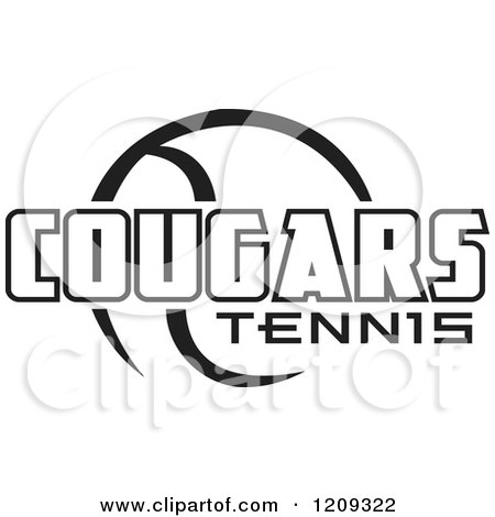 Clipart of a Black and White Ball and COUGARS TENNIS Team Text - Royalty Free Vector Illustration by Johnny Sajem