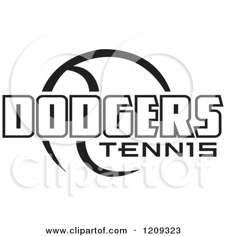 Clipart of a Black and White Ball and DODGERS TENNIS Team Text - Royalty Free Vector Illustration by Johnny Sajem
