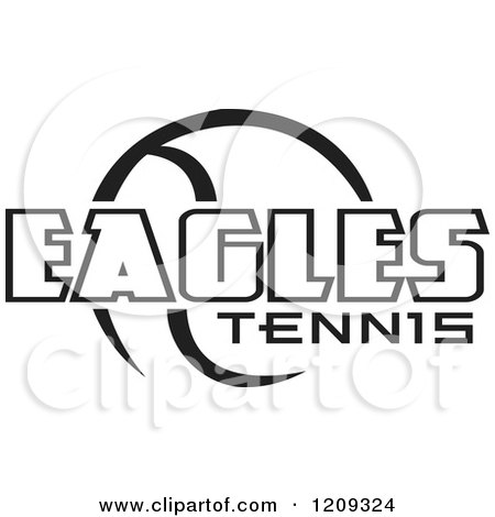 Clipart of a Black and White Ball and EAGLES TENNIS Team Text - Royalty Free Vector Illustration by Johnny Sajem