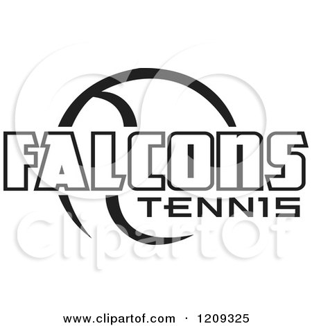 Clipart of a Black and White Ball and FALCONS TENNIS Team Text - Royalty Free Vector Illustration by Johnny Sajem