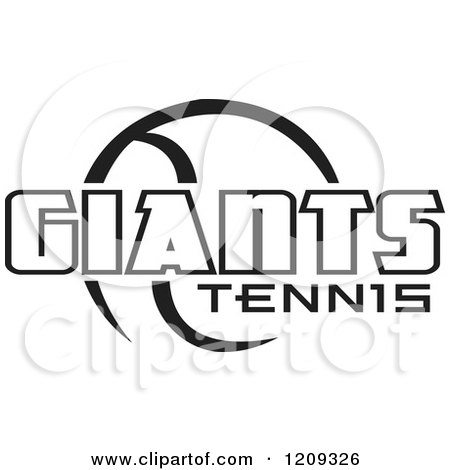 Clipart of a Black and White Ball and GIANTS TENNIS Team Text - Royalty Free Vector Illustration by Johnny Sajem