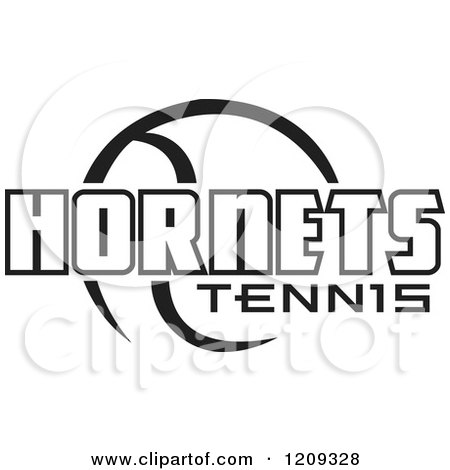 Clipart of a Black and White Ball and HORNETS TENNIS Team Text - Royalty Free Vector Illustration by Johnny Sajem
