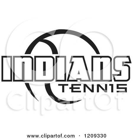 Clipart of a Black and White Ball and INDIANS TENNIS Team Text - Royalty Free Vector Illustration by Johnny Sajem