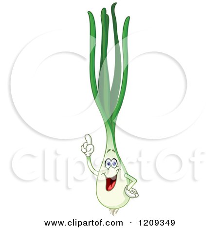Cartoon of a Happy Green Onion Scallion Mascot Holding His Arms up - Royalty Free Vector Clipart by yayayoyo