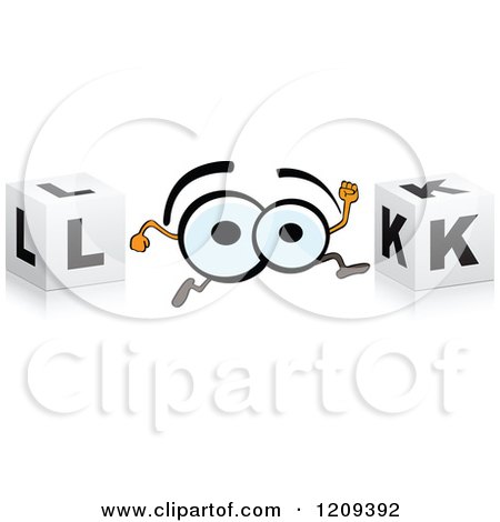 Clipart of a Pair of Eyes and Cubes Spelling the Word LOOK - Royalty Free Vector Illustration by Andrei Marincas