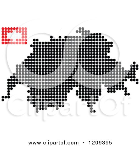 Clipart of a Dotted Switzerland Map and Flag - Royalty Free Vector Illustration by Andrei Marincas