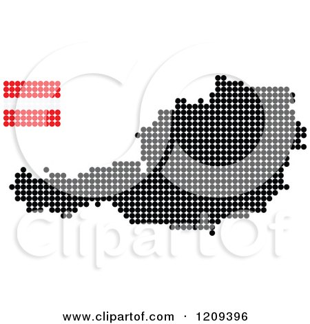 Clipart of a Dotted Austrian Map and Flag - Royalty Free Vector Illustration by Andrei Marincas