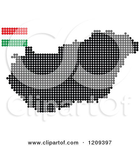 Clipart of a Dotted Hungarian Map and Flag - Royalty Free Vector Illustration by Andrei Marincas