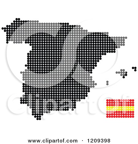 Clipart of a Dotted Spanish Map and Flag - Royalty Free Vector Illustration by Andrei Marincas