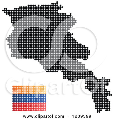 Clipart of a Dotted Armenian Map and Flag - Royalty Free Vector Illustration by Andrei Marincas