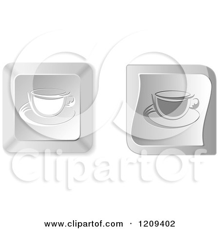 Clipart of 3d Silver Coffee Keyboard Button Icons - Royalty Free Vector Illustration by Andrei Marincas