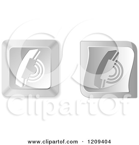 Clipart of 3d Silver Ringing Telephone Keyboard Button Icons - Royalty Free Vector Illustration by Andrei Marincas