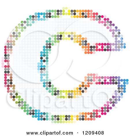 Clipart of a Colorful Pixelated Capital Letter C - Royalty Free Vector Illustration by Andrei Marincas