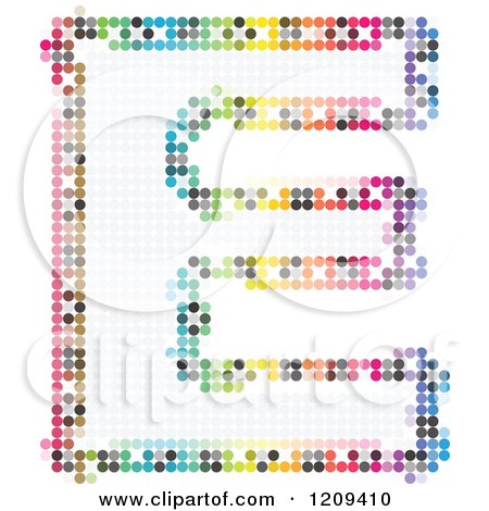 Clipart of a Colorful Pixelated Capital Letter E - Royalty Free Vector Illustration by Andrei Marincas