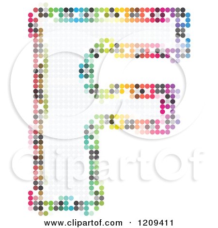 Clipart of a Colorful Pixelated Capital Letter F - Royalty Free Vector Illustration by Andrei Marincas
