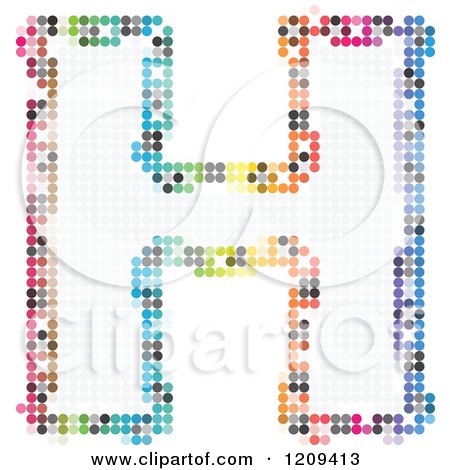 Clipart of a Colorful Pixelated Capital Letter H - Royalty Free Vector Illustration by Andrei Marincas