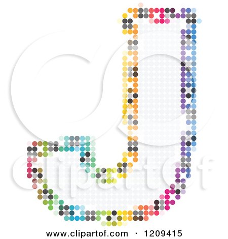 Clipart of a Colorful Pixelated Capital Letter J - Royalty Free Vector Illustration by Andrei Marincas