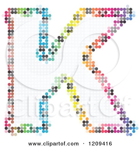 Clipart of a Colorful Pixelated Capital Letter K - Royalty Free Vector Illustration by Andrei Marincas