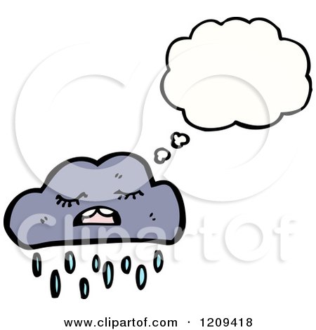 Cartoon of a Thinking Storm Cloud - Royalty Free Vector Illustration by lineartestpilot