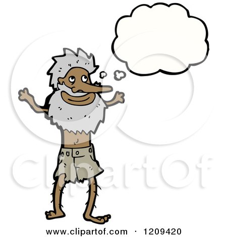 Cartoon of a Thinking Castaway - Royalty Free Vector Illustration by lineartestpilot