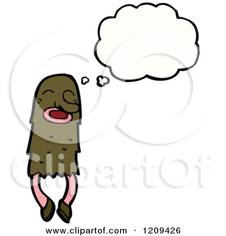 Cartoon of a Hairy Creature Thinking - Royalty Free Vector Illustration by lineartestpilot