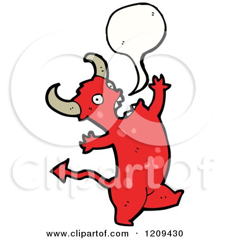 Cartoon of a Demon Speaking - Royalty Free Vector Illustration by lineartestpilot