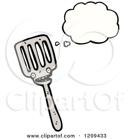 Cartoon of a Thinking Spatula - Royalty Free Vector Illustration by lineartestpilot