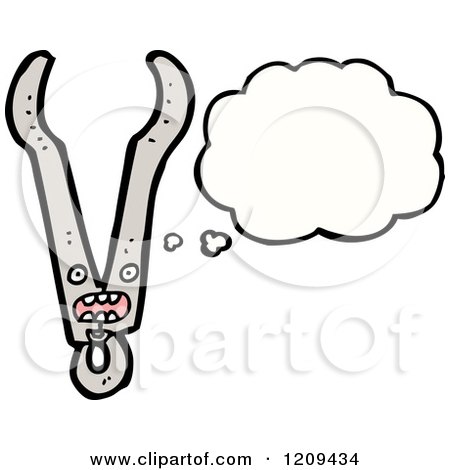 Cartoon of Thinking Tongs - Royalty Free Vector Illustration by lineartestpilot