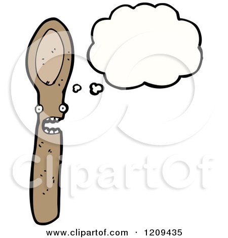 Cartoon of a Thinking Spoon - Royalty Free Vector Illustration by lineartestpilot