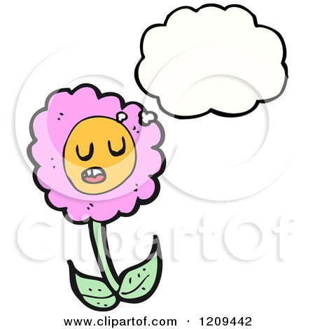 Cartoon of a Pink Flower Thinking - Royalty Free Vector Illustration by lineartestpilot