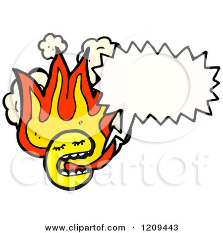 Cartoon of a Burning Face Speaking - Royalty Free Vector Illustration by lineartestpilot