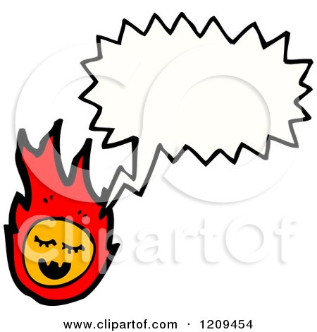 Cartoon of a Flaming Face Speaking - Royalty Free Vector Illustration by lineartestpilot