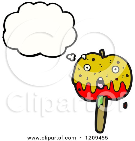 Cartoon of a Caramel Apple Thinking - Royalty Free Vector Illustration by lineartestpilot