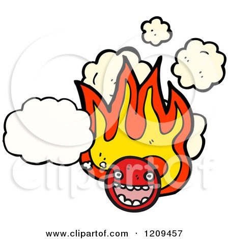 Cartoon of a Flaming Face - Royalty Free Vector Illustration by lineartestpilot