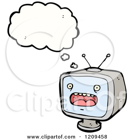 Cartoon of a Thinking Television - Royalty Free Vector Illustration by lineartestpilot