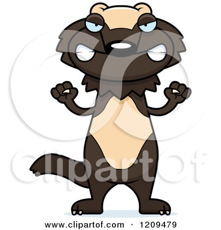 Cartoon of a Mad Wolverine Mascot Holding up Fists - Royalty Free Vector Clipart by Cory Thoman